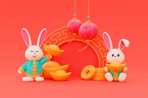 Celebração do ano novo chinês com coelho