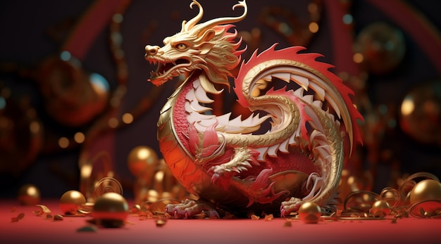 Foto grátis celebração do ano novo chinês com um dragão