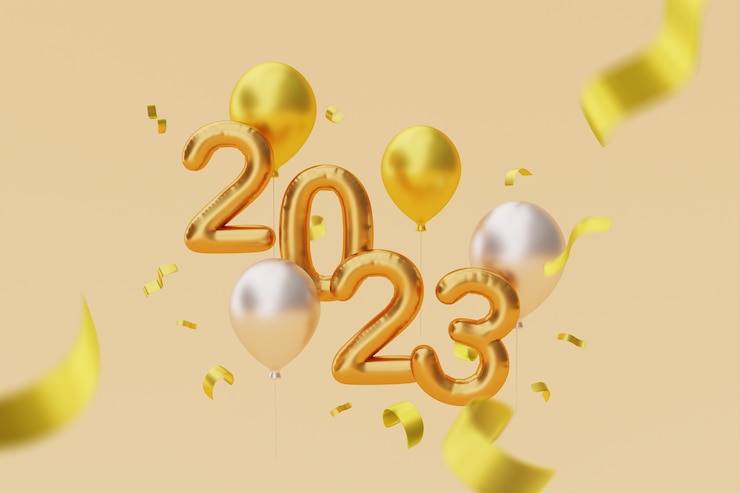 Foto grátis celebração do ano novo com balões