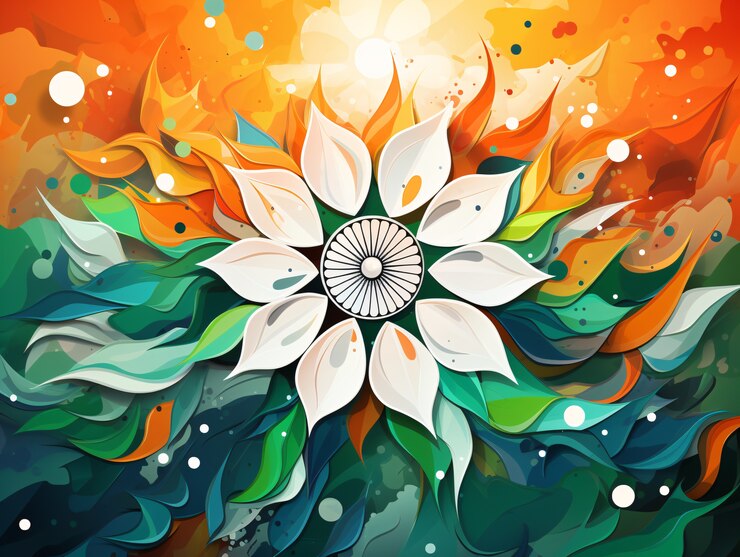 Foto grátis celebração do dia da república da índia arte digital com flores