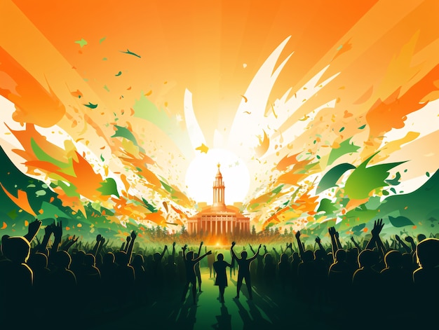 Celebração do Dia da República da Índia Arte digital com as pessoas
