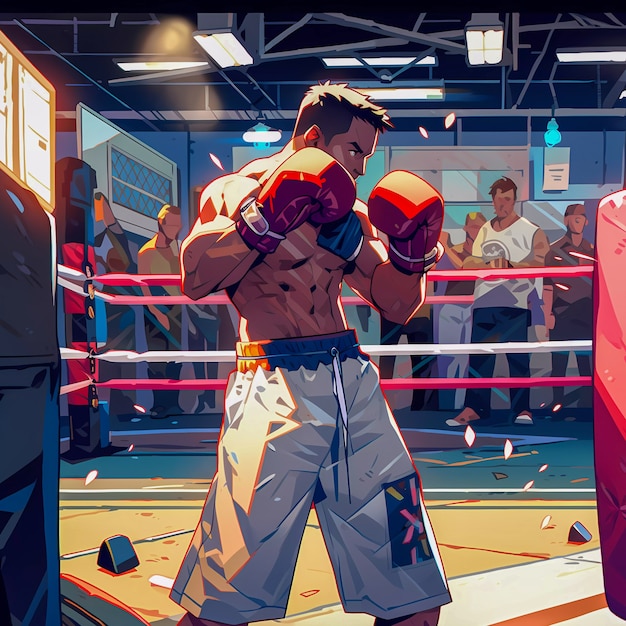 Celebração do dia do boxe em estilo de arte digital