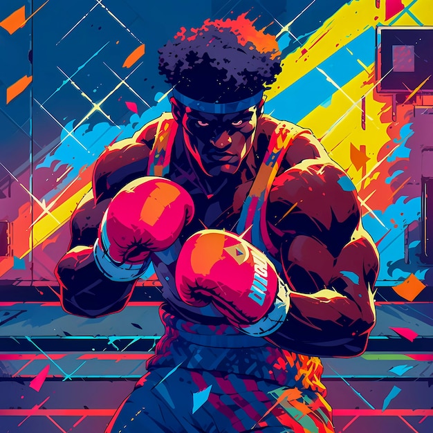 Celebração do dia do boxe em estilo de arte digital