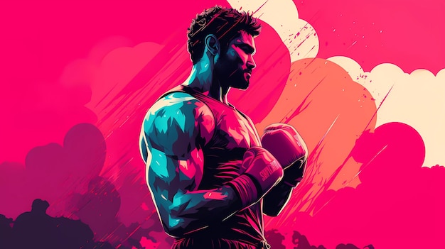 Celebração do dia do boxe em estilo de arte digital