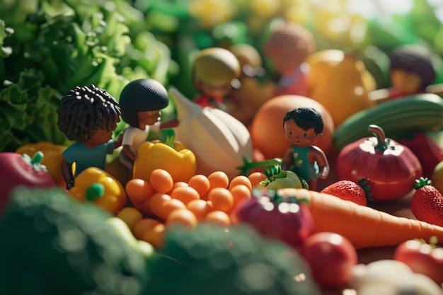 Foto grátis celebração do dia mundial da saúde com comida saudável.