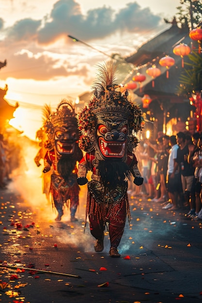 Celebração do dia Nyepi na Indonésia