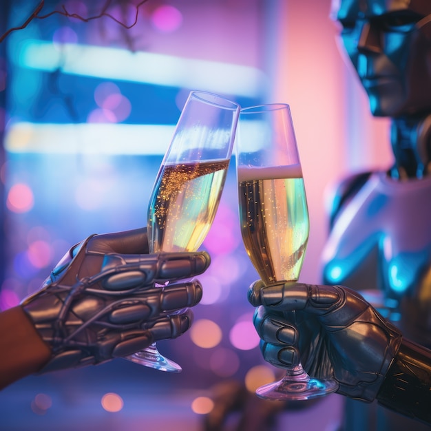 Foto grátis celebração futurista da véspera de ano novo