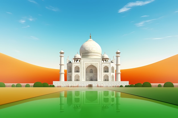 Celebração nacional do Dia da República da Índia em estilo 3D