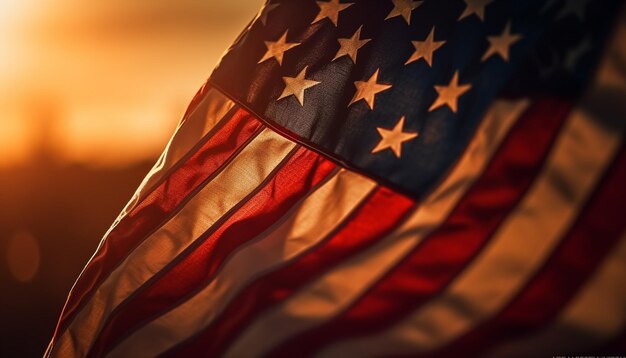 Celebração patriótica com bandeira americana e listras geradas por IA