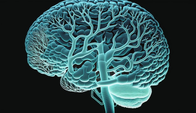 Células nervosas de anatomia cerebral humana e sinapses geradas por ia