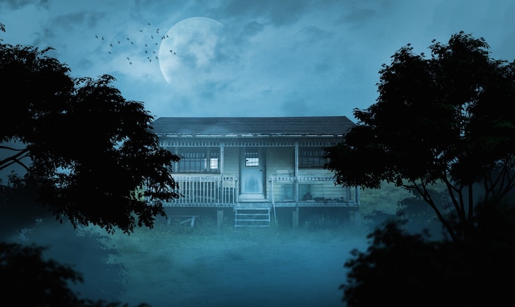 Foto grátis cena assustadora com casa velha