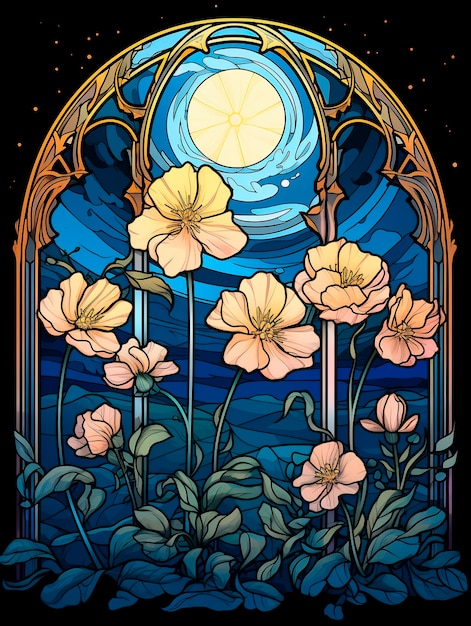 Cena colorida com criação inspirada no Art Nouveau