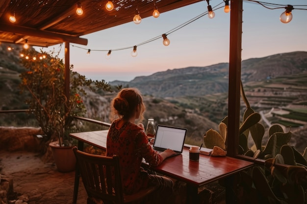 Foto grátis cena com jovens diversos sendo nômades digitais e trabalhando remotamente de locais de sonho