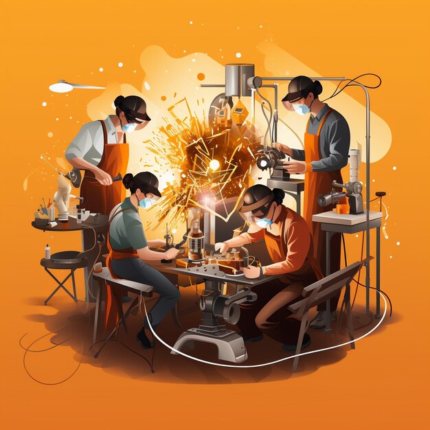 Cena de desenho animado em 3D retratando uma variedade de pessoas fazendo várias tarefas
