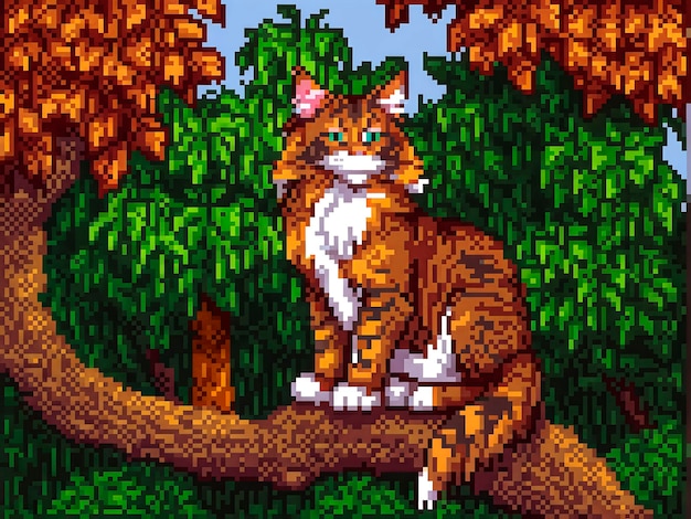 Foto grátis cena de estilo pixel com um gato de estimação adorável