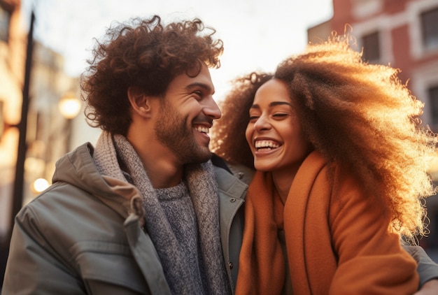 Foto grátis cena de felicidade fotorrealista com um casal feliz