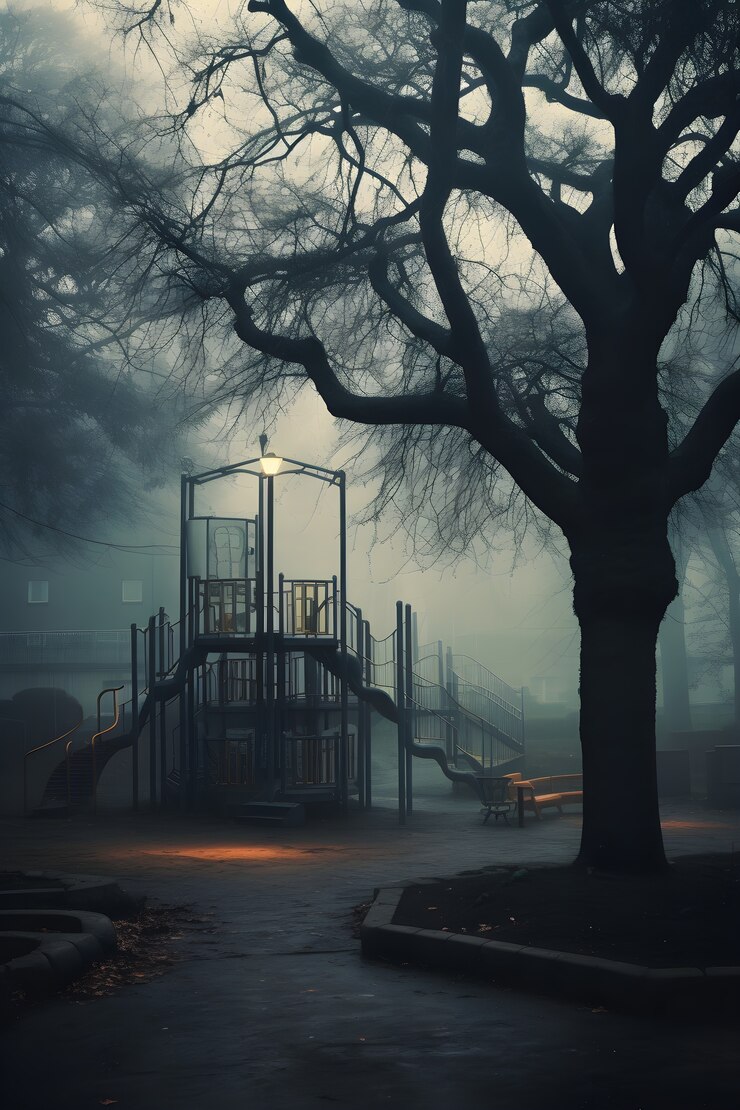 Foto grátis cena de horror com um playground assustador