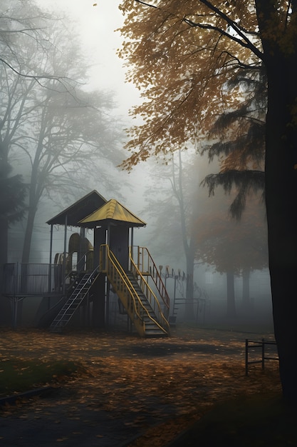 Foto grátis cena de horror com um playground assustador