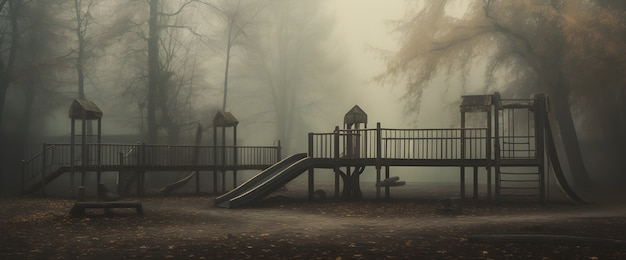 Foto grátis cena de horror com um playground assustador
