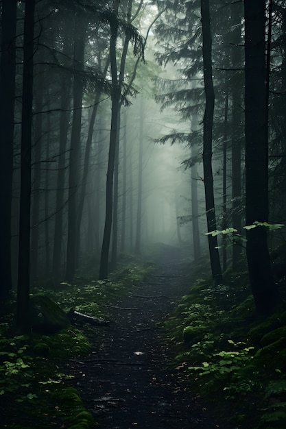 Foto grátis cena de horror com uma floresta assustadora