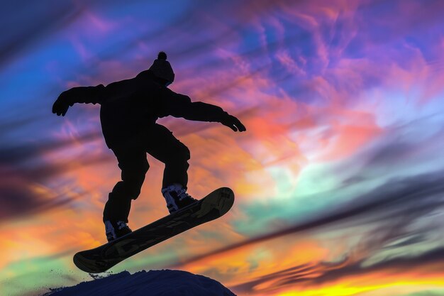 Foto grátis cena de inverno com pessoas fazendo snowboard