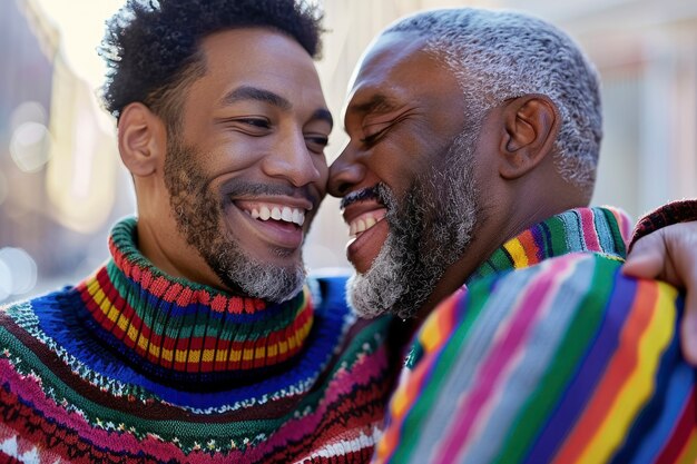 Foto grátis cena de orgulho com cores do arco-íris e homens celebrando sua sexualidade