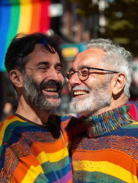 Cena de orgulho com homens celebrando sua sexualidade