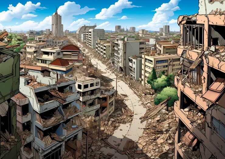 Foto grátis cena de terremoto em estilo de quadrinhos