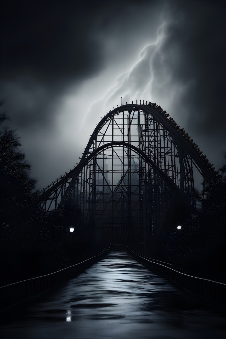 Foto grátis cena de terror com uma montanha-russa assustadora