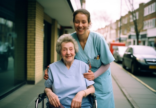 Foto grátis cena de trabalho de cuidados com paciente idoso a ser atendido