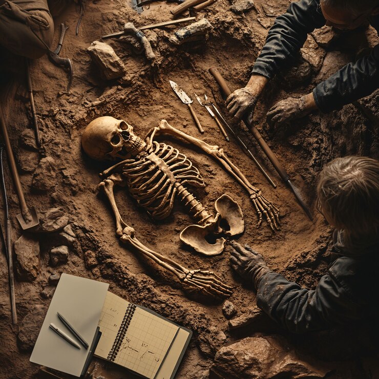 Foto grátis cena de um sítio arqueológico com restos e descobertas antigas