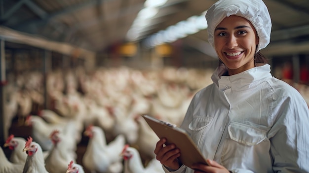 Foto grátis cena de uma fazenda de galinhas com aves e pessoas