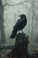 Foto grátis cena escura de corvo ao ar livre