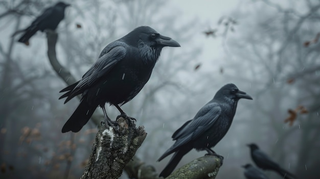 Foto grátis cena escura de corvos ao ar livre