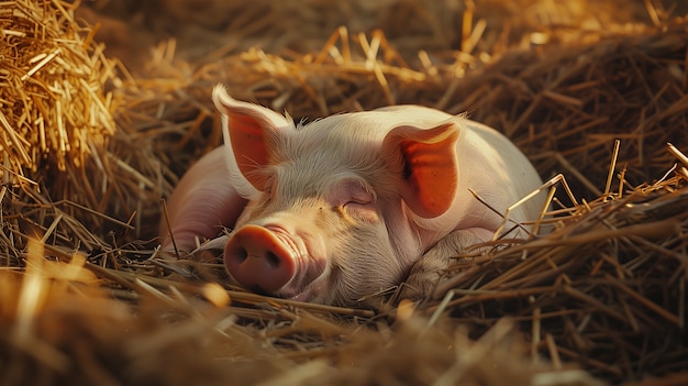 Foto grátis cena fotorrealista com porcos criados em um ambiente de fazenda