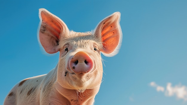 Cena fotorrealista com porcos criados em um ambiente de fazenda