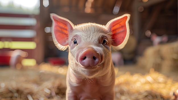 Foto grátis cena fotorrealista com porcos criados em um ambiente de fazenda