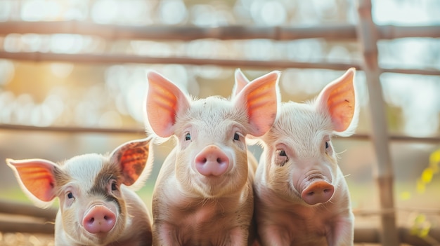 Foto grátis cena fotorrealista com porcos criados em um ambiente de fazenda