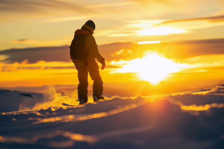 Foto grátis cena fotorrealista de inverno com pessoas fazendo snowboard