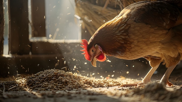 Foto grátis cena fotorrealista de uma fazenda avícola com galinhas