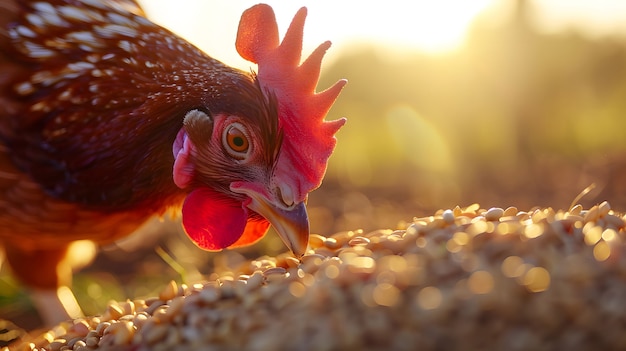 Cena fotorrealista de uma fazenda avícola com galinhas