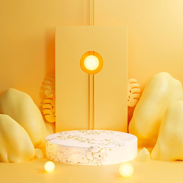 Cena minimalista com pódio 3D