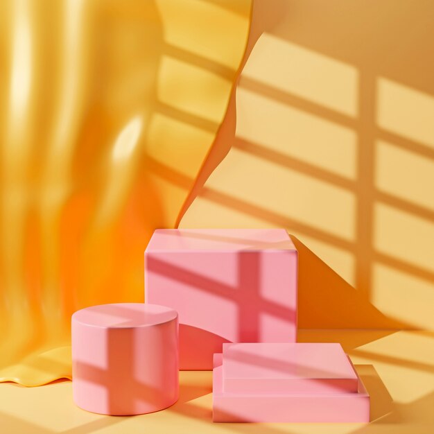 Cena minimalista com pódio 3D