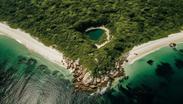 Foto grátis cena tranquila de beleza tropical de drone gerada por ia