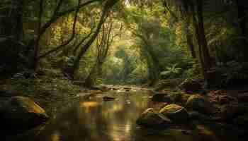 Foto grátis cena tranquila de uma floresta no outono gerada por ia