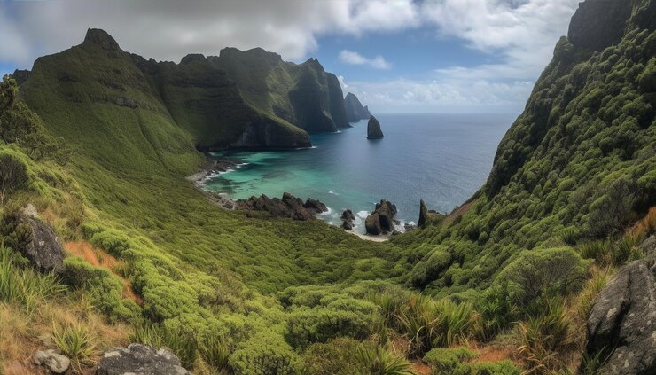 Foto grátis cena tranquila vista de alto ângulo beleza natural gerada por ia