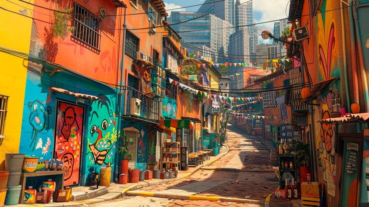 Foto grátis cenário de aldeia latino-americana de desenho animado 3d