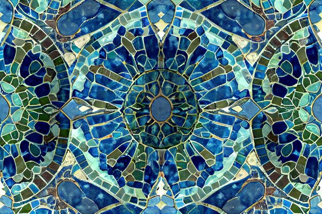 Cenário de mosaico colorido com IA generativa de azulejos em forma geométrica