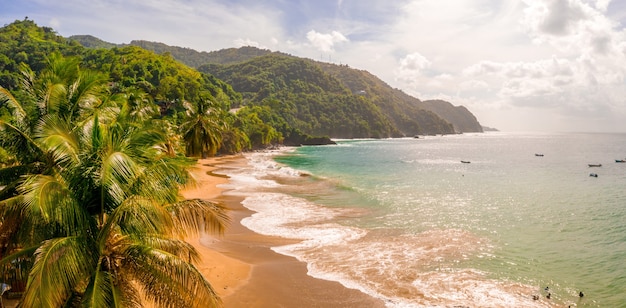 Cenário hipnotizante de uma paisagem marítima com uma natureza exuberante durante o dia