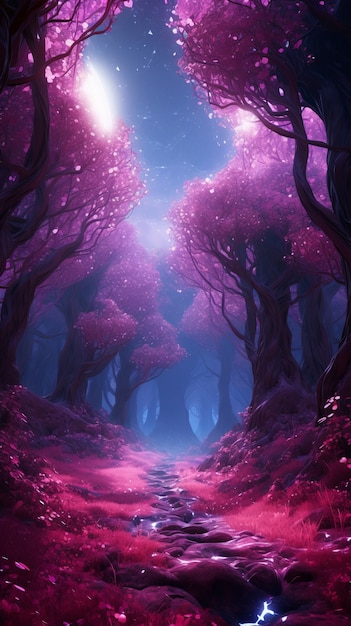 Cenário paisagístico com natureza magenta